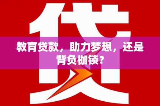 大庆教育贷款，助力梦想，还是背负枷锁？